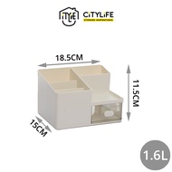 Citylife 1.6L Desktop Storage Box Multi-Purpose Staionery Organizer Makeup Storage Box Desk Drawer