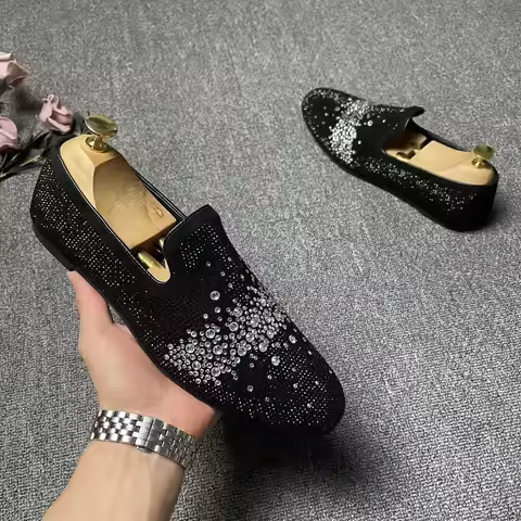 suit shoes man wedding loafers European American style crystal business shoes man British style man