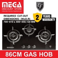 EF EFH9733WT VGB 86CM 3 BURNER GLASS GAS HOB
