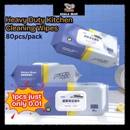 80pcs Kitchen Cleaning Wipes Strong Decontamination Kitchen Wipes Degreasing Lap Pembersih Dapur