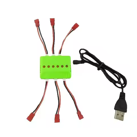 SYMA RC Drone USB Charger & 3.7V 1S Lipo Battery Combo with 6-in-1 Cable for X5C/X5HC/X5HW/H107L/H10