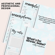 Meal Planner, Weekly Meal Planner, Undated Meal Planner with Grocery List, Meal Planner Notebook