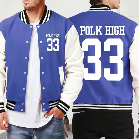 Polk High Number 33 Print Casual Autumn Clothes Mens Oversized Soft Jackets Basics Sport Veste Butto