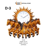 7 Horse Wall Hanging Fiber Showpiece With Clock | Home & Office Wall Decor Panel | Home Decor | 7 Ru