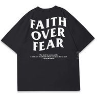 Novel F169 TRIAD TSHIRT FAITH OVER FEAR - Catholic Christian Spiritual T-Shirt - Christmas Christ Cr