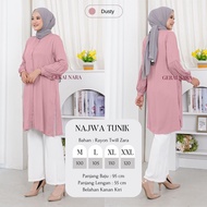 Baju Najwa Tunik Polos Tunik Rayon Twill Premium Lengan Balon