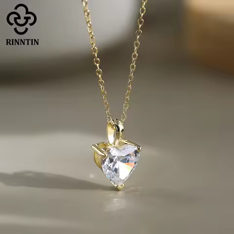 Rinntin Moissanite Diamond Heart Pendant 1-4CT 925 Sterling Silver Chain Necklace Party Choker Fine 