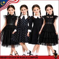 Girls Gothic Black School Dress | Gothic Tulle Dress Cosplay Outfit for Halloween