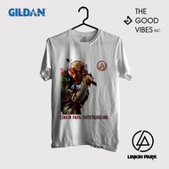 kaos band linkin park original gildan - chester bennington - putih m