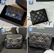 特價❣️Chanel cardholder wallet card holder black 卡包 銀包 吐司包 拉鏈 黑金 黑銀 護照夾 雙層卡包 鑽扣 cf L型 purse coins bag 