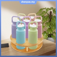 Rotating Coffee Syrup Organizer Wood Coffee Syrup Rack 7 Slots Syrup Bottle Stand for Syrup Liquor W