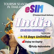 India eSIM 1- 20 Days Daily 500MB-1GB Unlimited Data 4G High Speed India SIM Card for Tourist Travel