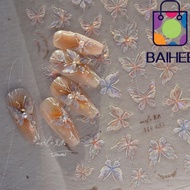 BAIHEE Nail Art Transfer Sticker Paper, Shell Light Metallic Mirror Nail Sticker,  Self-adhesive 5D Butterfly Manicures Decorations DIY Nail Art Decorations Women Girls