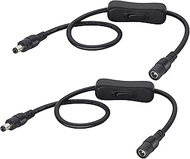 20 AWG DC 5.5mm x 2.1mm Power Cable Male to Female with On/Off Power Control Switch 12V DC 5521 Powe