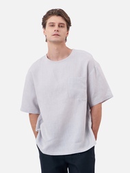 Oversized Linen Shirt with Open Shoulder