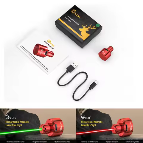 CVLIFE Green/Red Laser Bore Sight with Magnetic Connection Rechargeable Boresighter for Multiple Cal