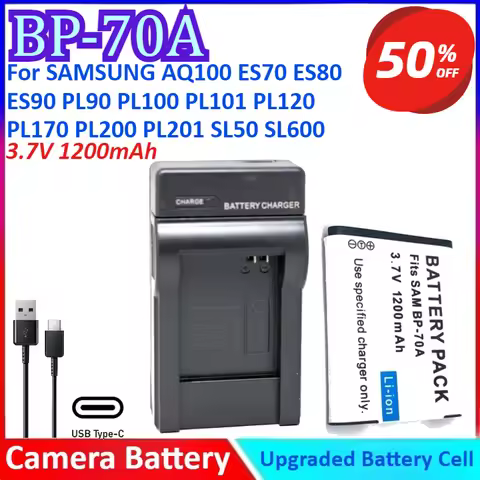 BP-70A 3.7V 1200mAh Camera Battery+Charger For SAMSUNG AQ100 ES70 ES80 ES90 PL90 PL100 PL101 PL120 P