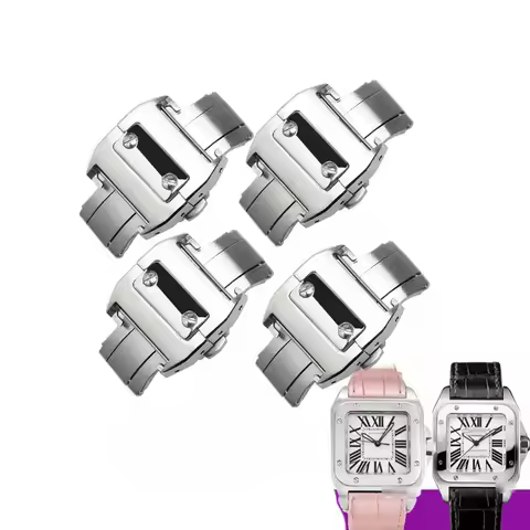 18mm 21mm Watch Accessories Buckle FOR Cartier Santos100 Series Button Solid Stainless Steel Butterf