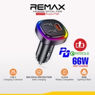 [Remax Energy] RCC330 Earl Series RGB Colorful Lighting 66W PD+QC Fast Car Charger (1USB / 2Type C C