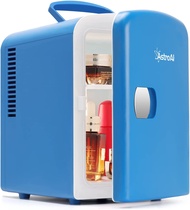 AstroAI Mini Fridge 4 Litre, 6 Can Portable AC+DC Power Cooler &amp; Warmer, for Bedrooms, Cars, Offices; Skincare, Makeup, Cosmetics, Food (Blue)