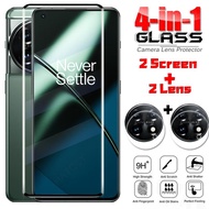 4in1 For Glass OnePlus 11 12 12R Full Curved Cover Tempered Glass OnePlus 11R ACE 2 Pro 3 Camera Lens Film Phone Screen Protector OnePlus 8 9 10 Pro Glass