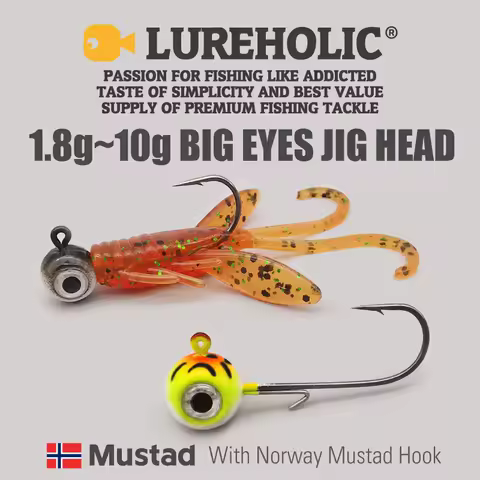LUREHOLIC 1.8g~10g Big Eyes Jig Head with Mustad Hook Soft Lure Hook Lure Fishing