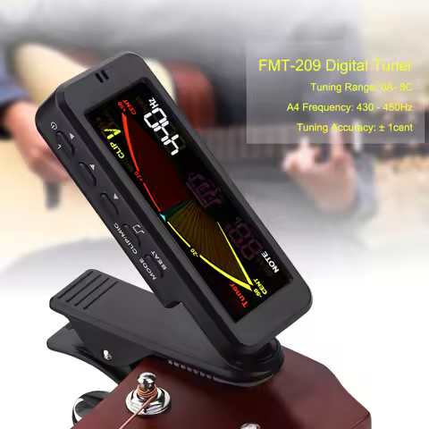 Colorful Display Tuner Flanger FMT-209 Digital Tuner with Clip Mount for Chromatic Guitar Bass Ukule