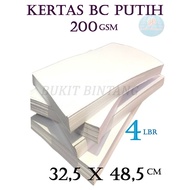 PUTIH Manilla Carton/Bc Paper (Brief Card) White 200 Gsm Size 32.5 x 48.5 Cm, Contents 4 Sheets