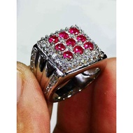 ELEGANT 926 SILVER RING WITH GENUINE RUBY GEMSTONE 9 PCS SPRAYINGnatural