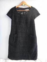 楹 ~ 正品 FASHION SHOW 流行秀 黑色 粗尼洋裝 size: 38