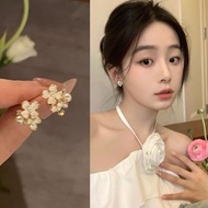 Luxury 925 Sterling Silver Mini Cute Pearl Flower Ear Stud Earrings for Sweet Girls
