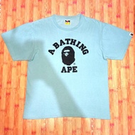 Original Authentic Kaos A Bathing Ape BAPE College Sax Blue Biru Tee