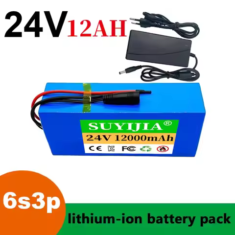 6s3p 24V 12Ah 18650 lithium battery 25.2v 12000mAh lithium-ion battery pack with charger