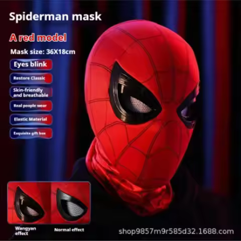 Mascara Spiderman Headgear Mask Cosplay Moving Eyes Mask Spider Man 1:1 Elastic Toys Adults Kids Gif