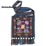 Hmong Vintage Chinese National Style Ethnic Shoulder Bag Embroidery Boho Hippie Tassel Tote Messenge
