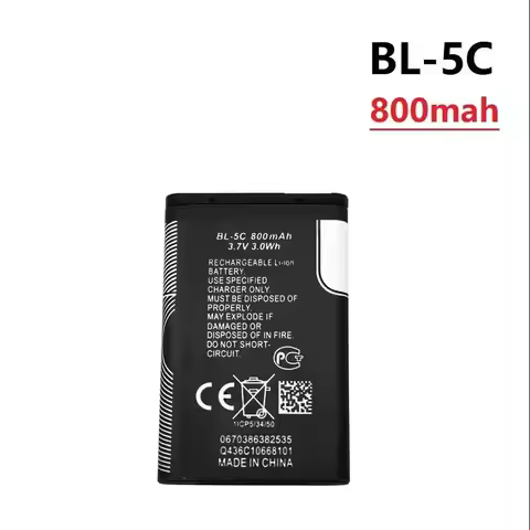 3.7V 800mAh Battery BL-5C BL5C BL 5C Rechargeable Batteries For Nokia 2112 2118 2255 2270 2280 2300 