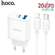 HOCO C105A USB Charger PD20W Dual-Port Fast Charge QC3.0 Charger Set Type-C To Type-C/ Type-C To Ip