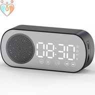 Digital Alarm Clock Bluetooth 5.0 Speaker LED Display Mirror Desk Alarm Clock with FM Radio TF Card Play SHOPQJC2400