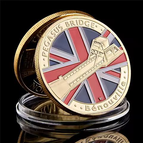 WWII Airborne Army Landing Gold Plated Souvenir Coin D-Day Normandy Military Challenge Token Coin Co