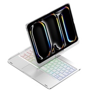 เคสไอแพดสำหรับไอแพด11 A16 2025 360 ° ABS แบบหมุนได้คีย์บอร์ดบลูทูธมีไฟพื้นหลังแข็งกันกระแทก ° แผ่นรอ