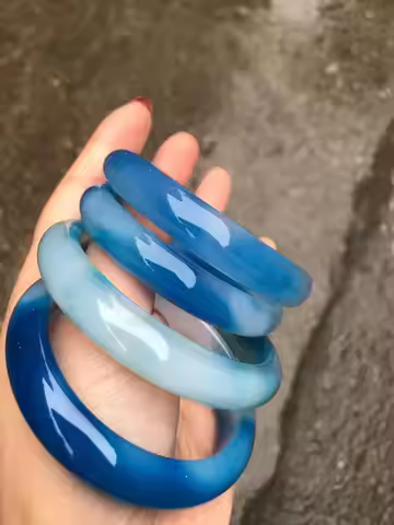 100% Natural agate blue jade bangle hand-carved jade bracelet real blue jade bangles jadeite jade je