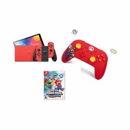 NINTENDO SWITCH OLED MODEL: MARIO RED EDITION CONSOLE + CONTROLLER + GAME BUNDLE