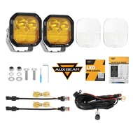 3นิ้วชุดไฟ LED 100W Combo Beam พร้อม DRL สีขาวและไฟเลี้ยวสีเหลืองแสงจุดที่ชัดเจนและไฟสีอำพันฝาครอบด้