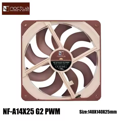 Noctua NF-A14X25 G2 PWM SX2 Chassis cooling fan,With an NA-AVG2-LR Shock-absorbing pads,140x140x25mm