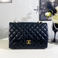 「JL精品代購」9新 Chanel香奈兒Jumbo CF羊皮金扣黑色