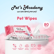 PET'S ACADEMY Pet Wipes (30s/80s) - Vitamin E, Aloe Vera Enriched | Alcohol-Free | Kills 99.9% Germ