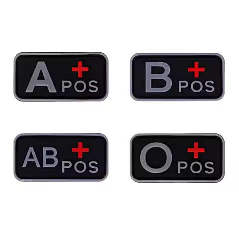 Tactical 3D PVC Blood Type Patch A+ B+ AB+ O+ POS A- B- AB- O- NEG Negative Positive Group Rubber Ba