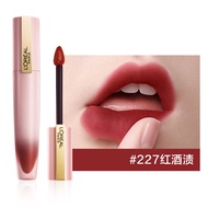 LOreal ปากกาพิมพ์ขนาดเล็กลิปกลอสเคลือบลิปสติกให้ความชุ่มชื่นสำหรับผู้หญิงติดทนนานสีขาวแบรนด์ดังของแท