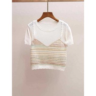 Original Design IRIS BOUTIQUE summer premium sereis IS77833 Pastel Knit Layered Top