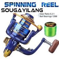 Sougayilang Spinning Fishing Reel 1000-7000 Model 12BB 5.2:1 Gear Ratio For Freshwater Fishing